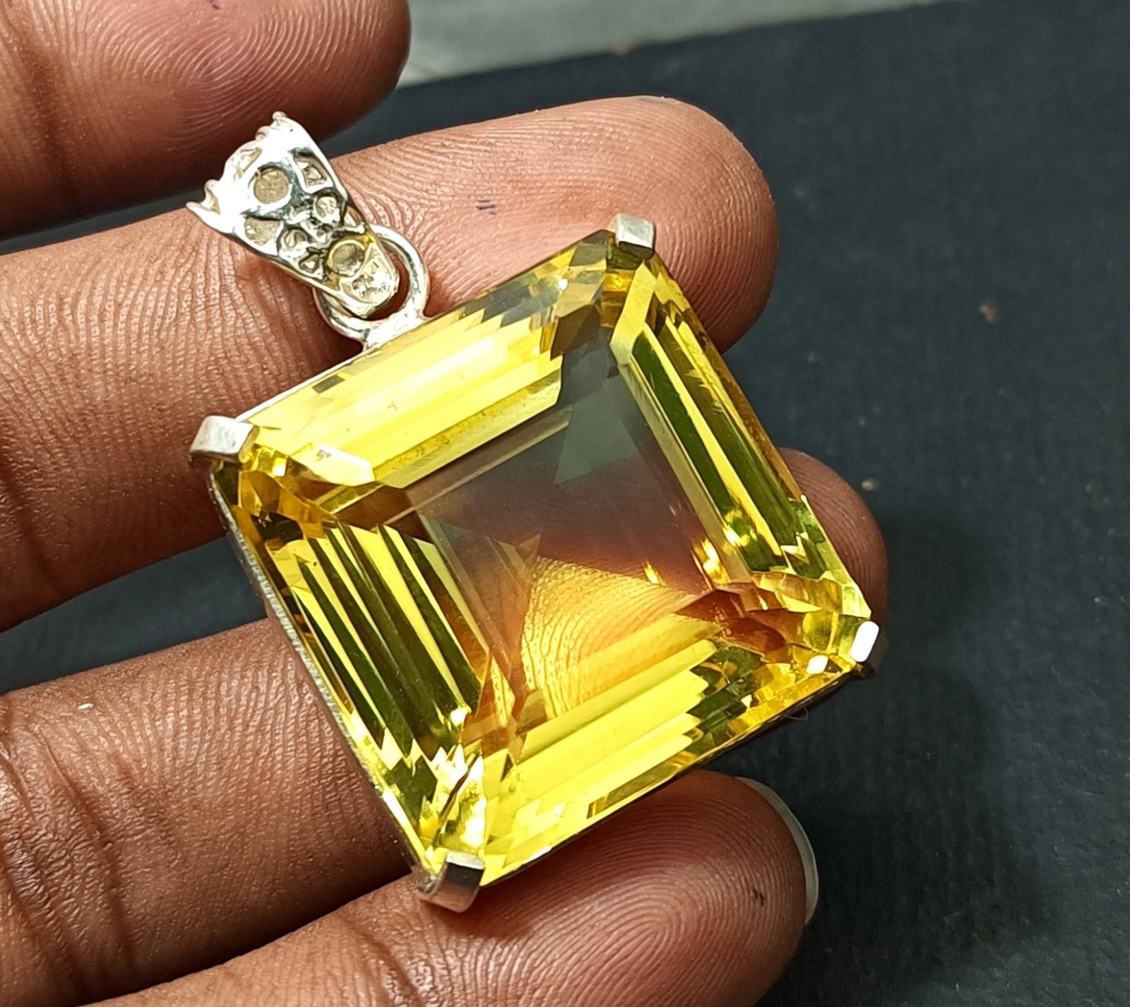 94.95 Ct Certified Flewless Topaz 925 Solid Silver Asscher Pendant LooseGemstone
