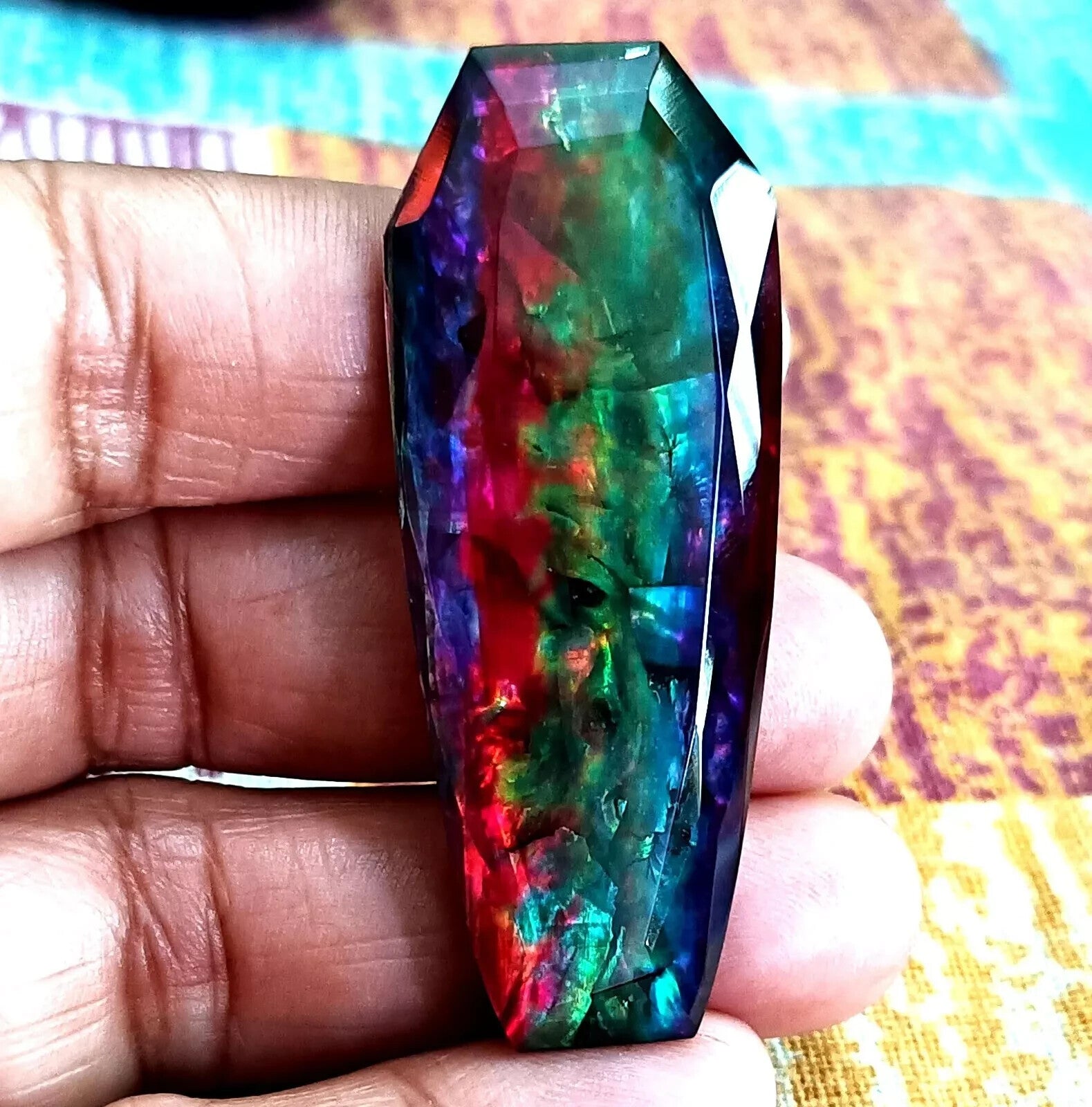 59.49 Ct Natural Ammolite Opal-Like Organic Fancy Doublet Loose Rare GEMSTONE