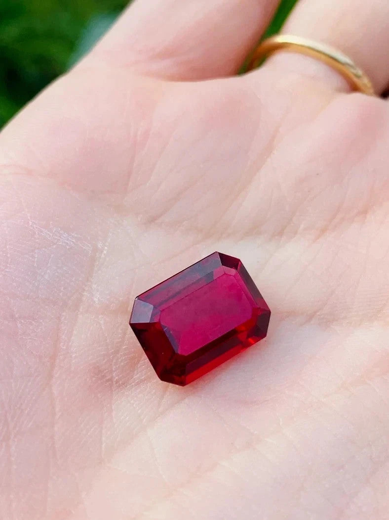Natural Mozambique Blood Ruby 12.00 Ct Emerald Cut Loose GEMSTONE GIE Certified