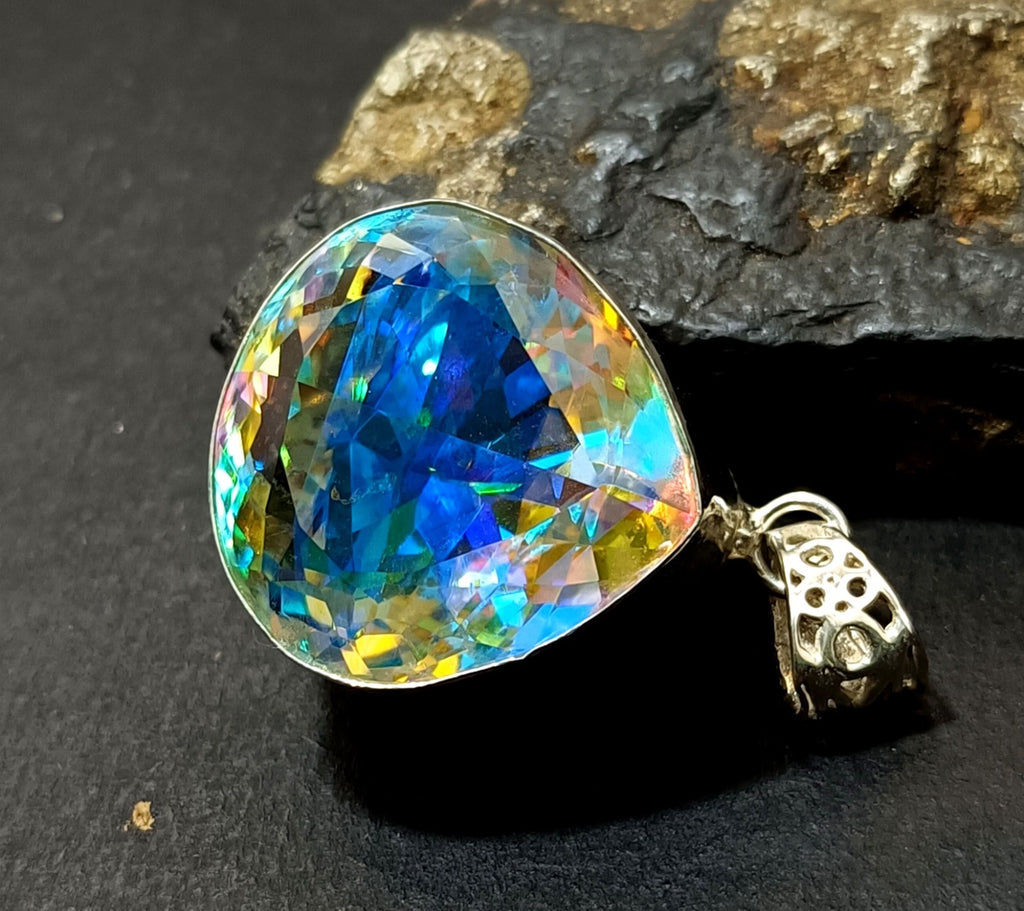82.50 Ct EGL Certified Natural Mystic 925 Solid Silver Pendant Loose Gemstone