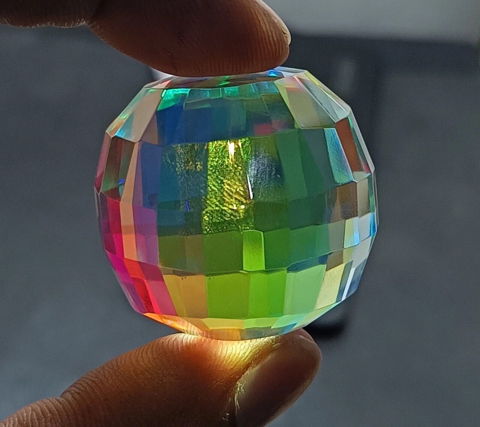 246.40 Ct+ Top Natural Rainbow Mystic Topaz Ball Shape Brilliant Loose Gemstone