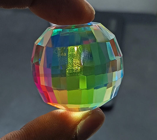 246.40 Ct+ Top Natural Rainbow Mystic Topaz Ball Shape Brilliant Loose Gemstone