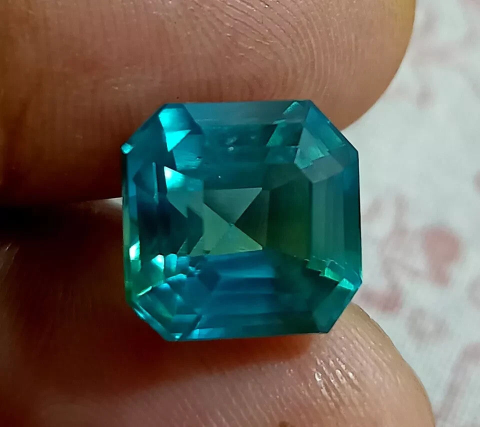 9.20 Ct Natural Green Sapphire Flawless EGL Certified Asscher Cut Loose Gemstone