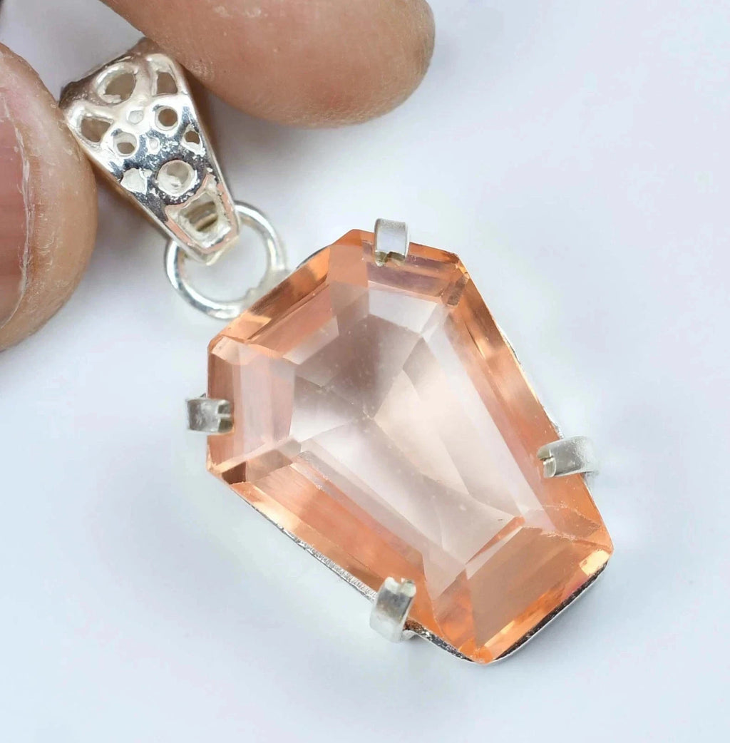 Fancy 20.60 Ct Natural Padparadscha Sapphire 925 Silver Pendant GIE Certified