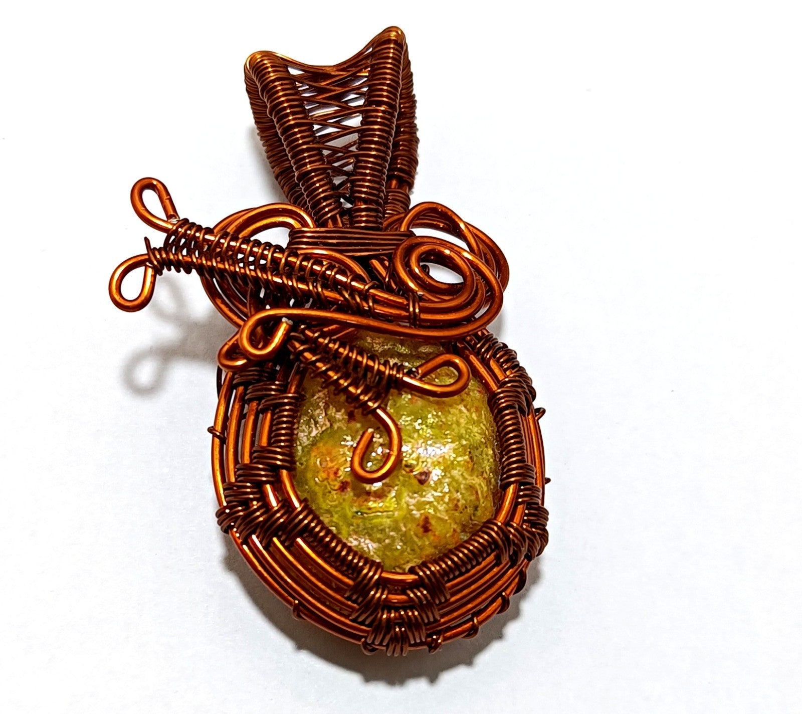 63.00 Ct Copper Rambo Agate Gems Copper Wire wrapped Handmade Jewelry Pendant