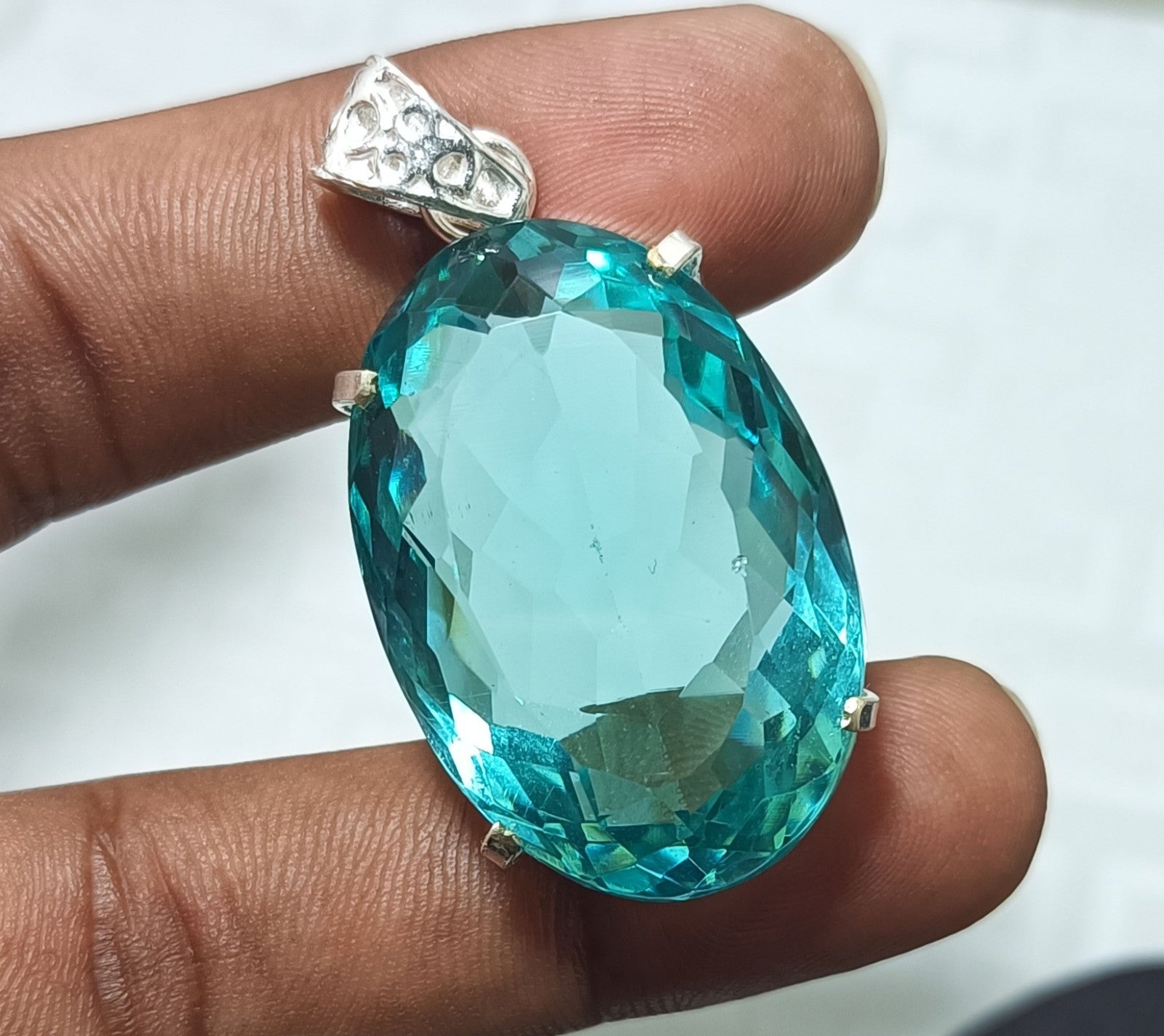 98.75 Ct GIE Certified Natural Topaz 925 Solid Silver Pendant Loose Gemstone