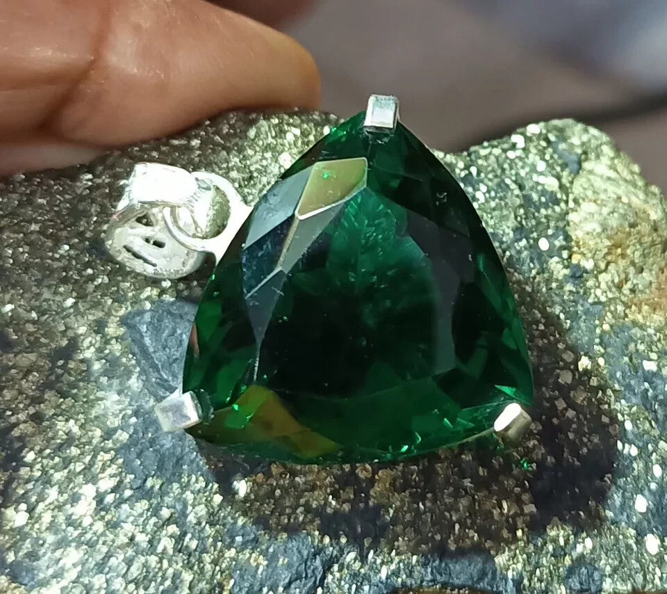 Green Trillion Topaz Pendant EGL Certified Natural 62.85 Ct Gift For Loved Ones.