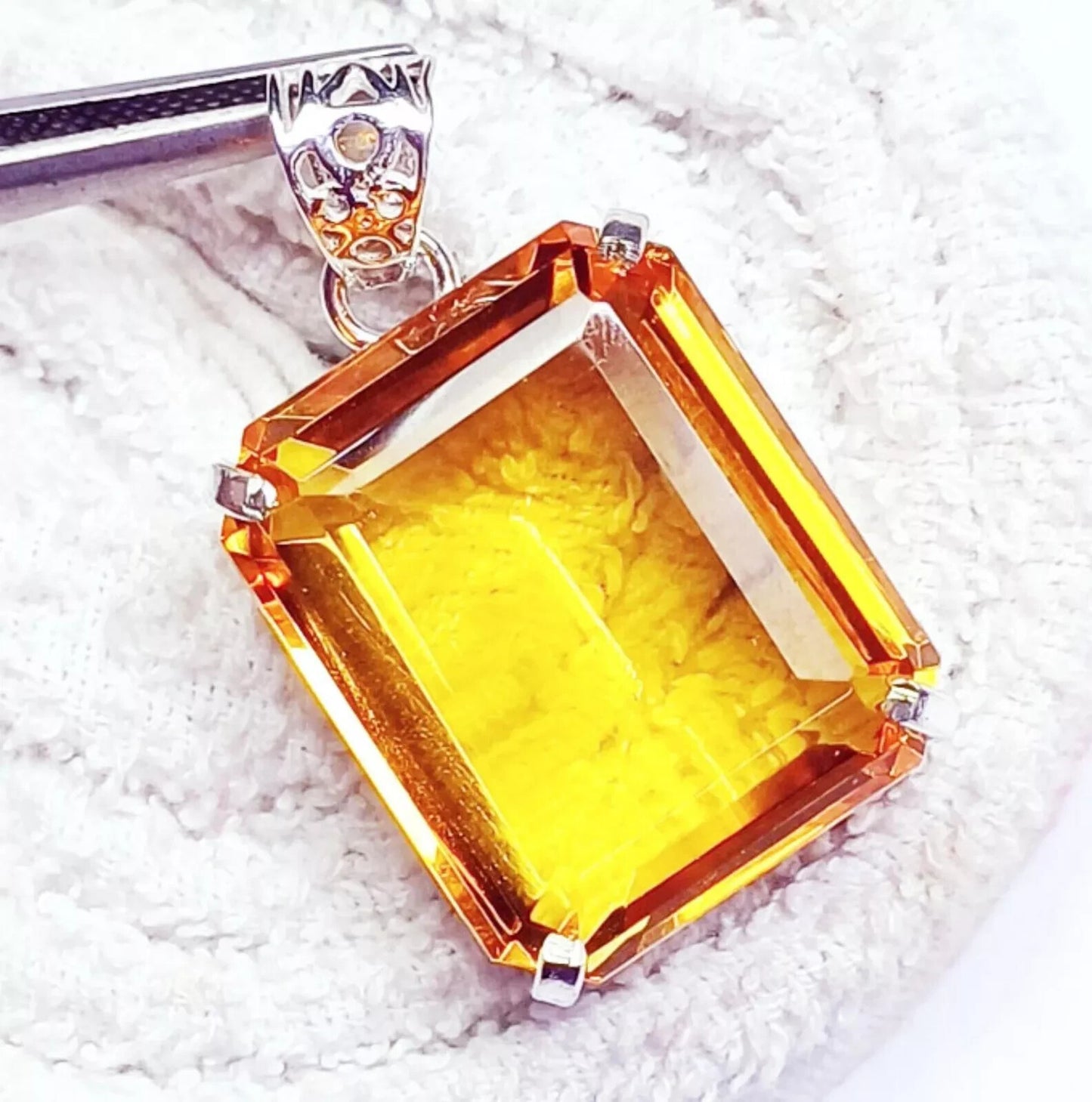 Orange Topaz GS Solid Silver Pendent Loose Gemstone 96.70 Ct Certified