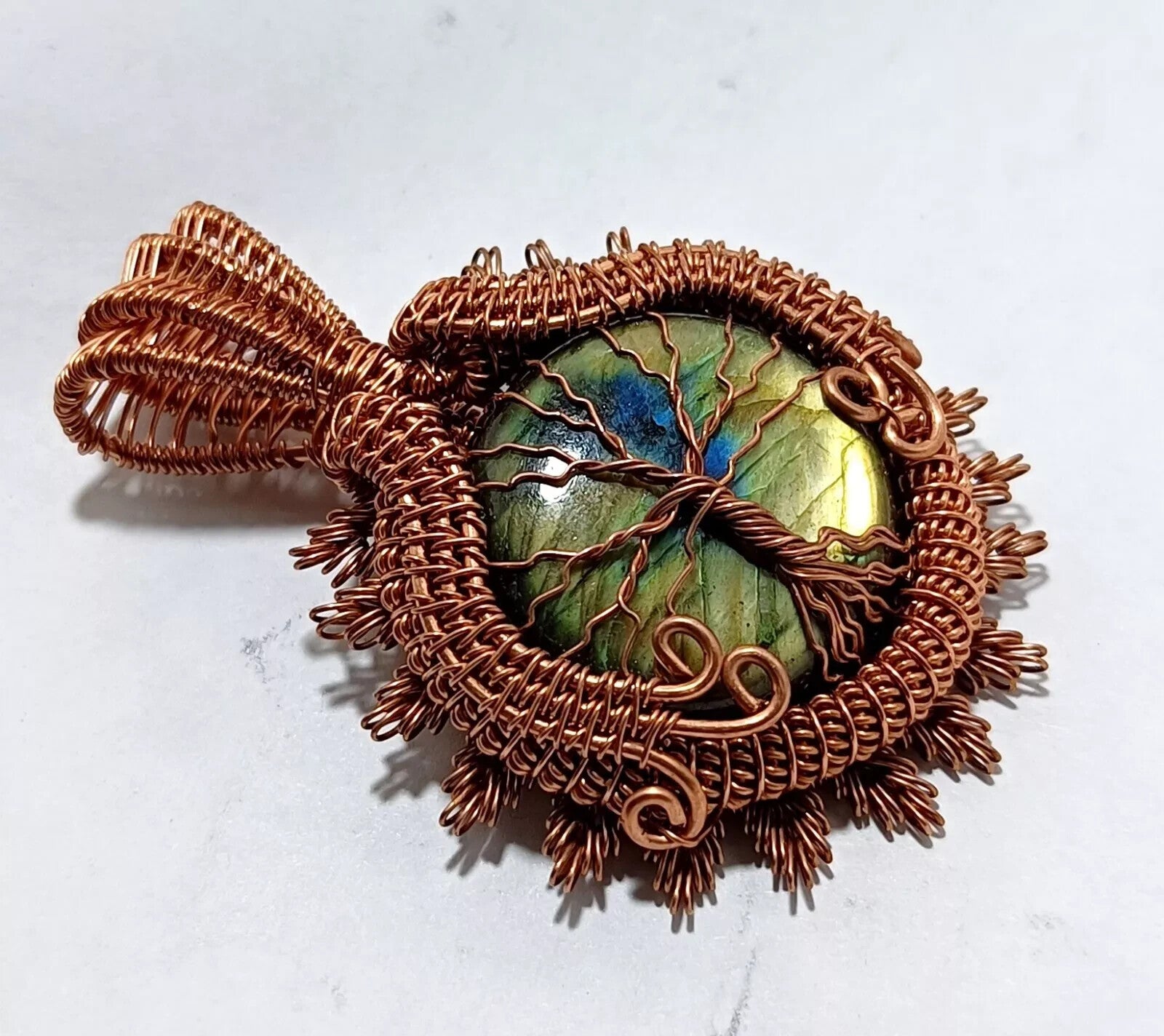 Gift For Her Copper Labradorite Jewelry Wire Wrapped Tree Of Life Pendant 110 Ct
