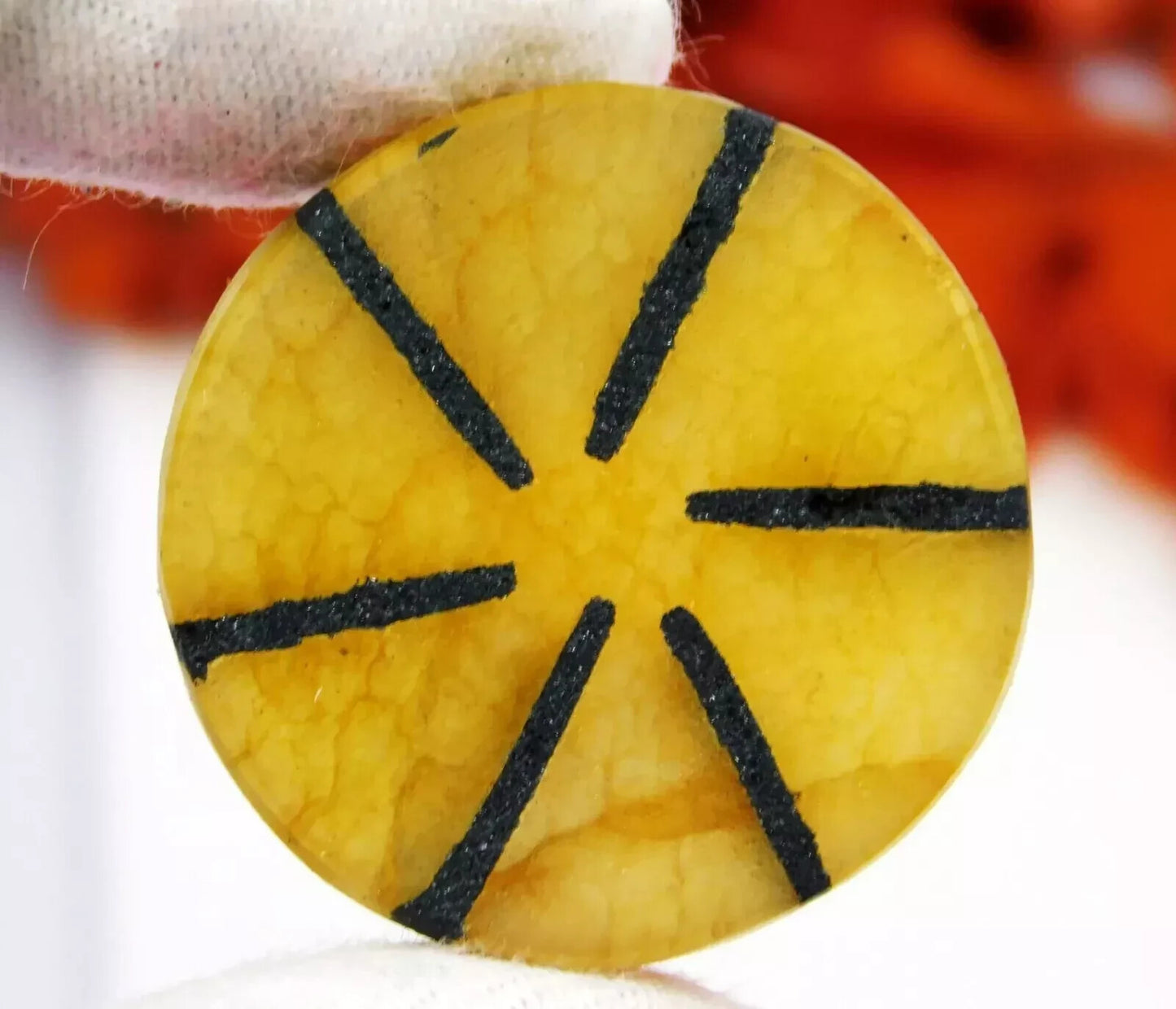 Rare 54.05 Ct Natural Trapiche Yellow Sapphire Round Loose Gemstone Africa