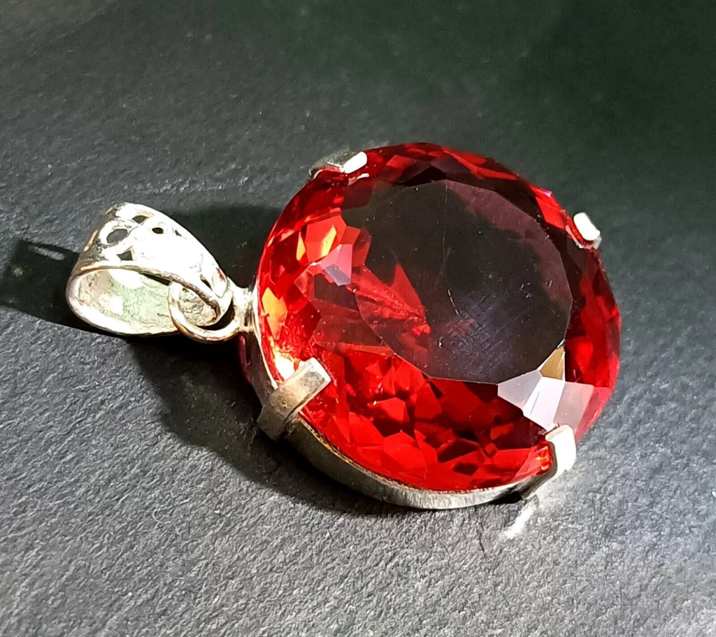 Certified Natural 77.05 Ct Brazilian Red Round Topaz Pendant Loose Gemstone
