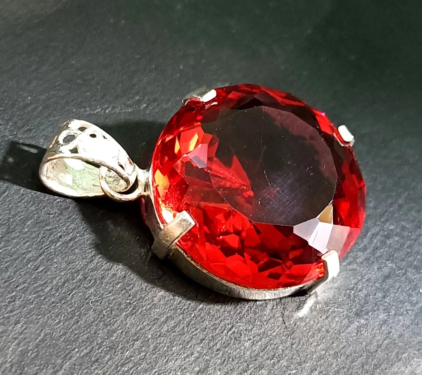 Certified Natural 77.05 Ct Brazilian Red Round Topaz Pendant Loose Gemstone