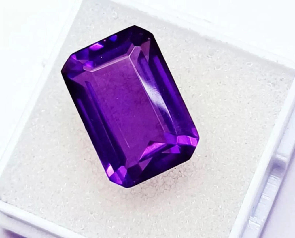 Emerald Cut Natural Violet Amethyst 10.30 Ct GIE Certified Loose Gemstone