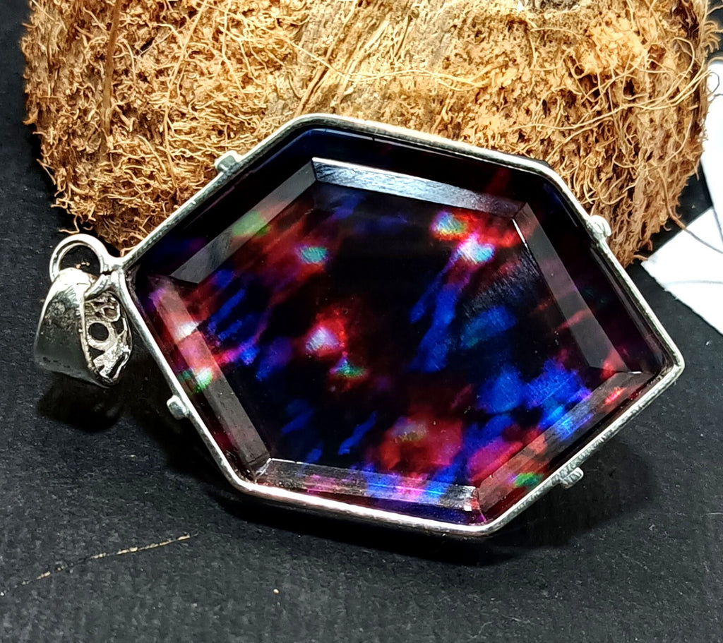 102.55 Ct Natural Ammolite 925 Solid Silver PENDANT MultiColor CertifiedGemstone