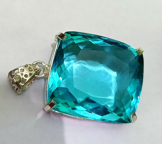 124.10 Ct Certified Natural Blue Topaz 925 Solid Silver Pendant Loose Gemstone