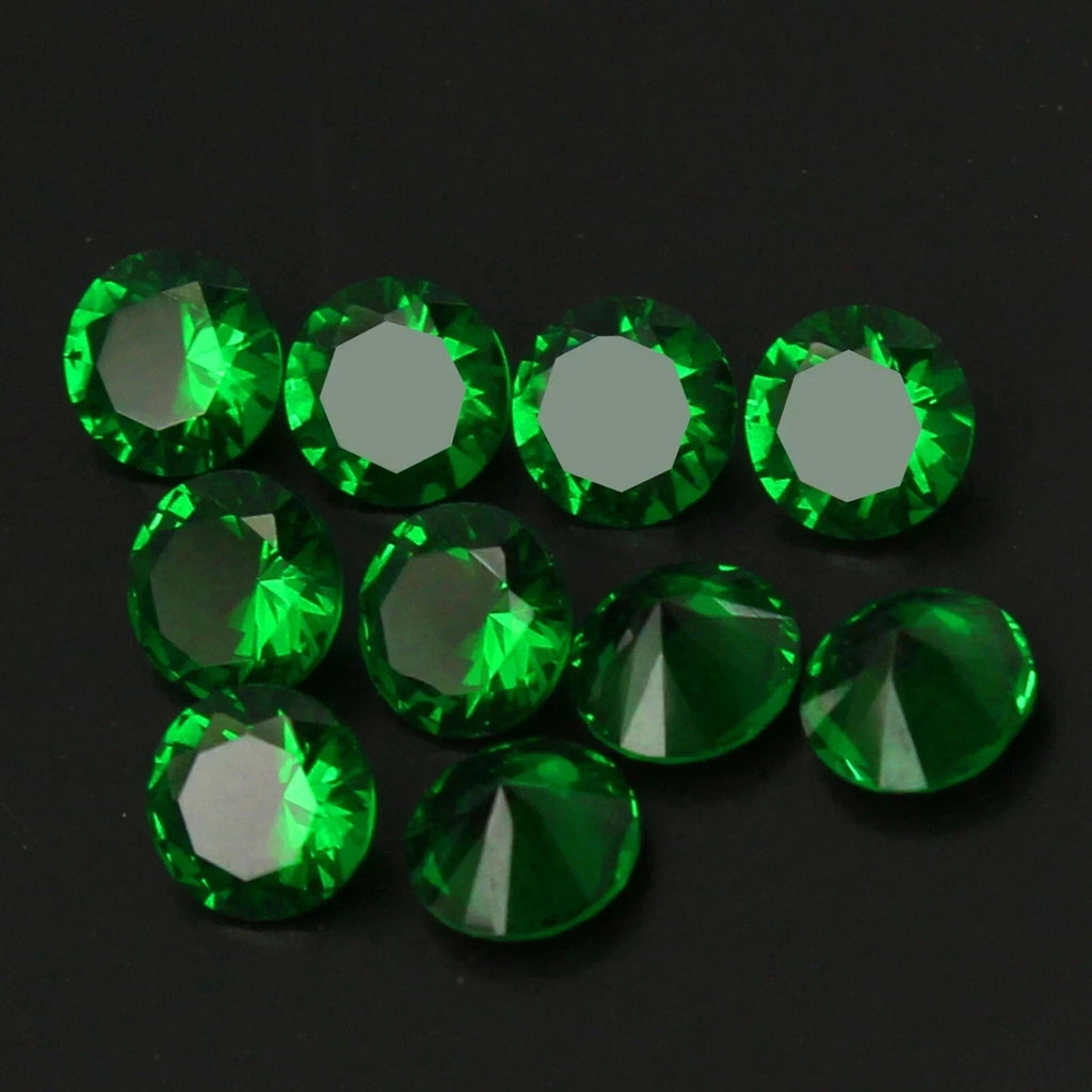 4mm 15 Pcs Exquisite Natural Green Emerald Round Cut Certified Loose Gemstone