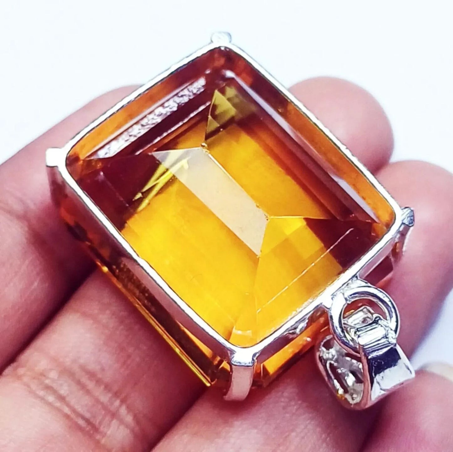 Orange Topaz GS Solid Silver Pendent Loose Gemstone 96.70 Ct Certified