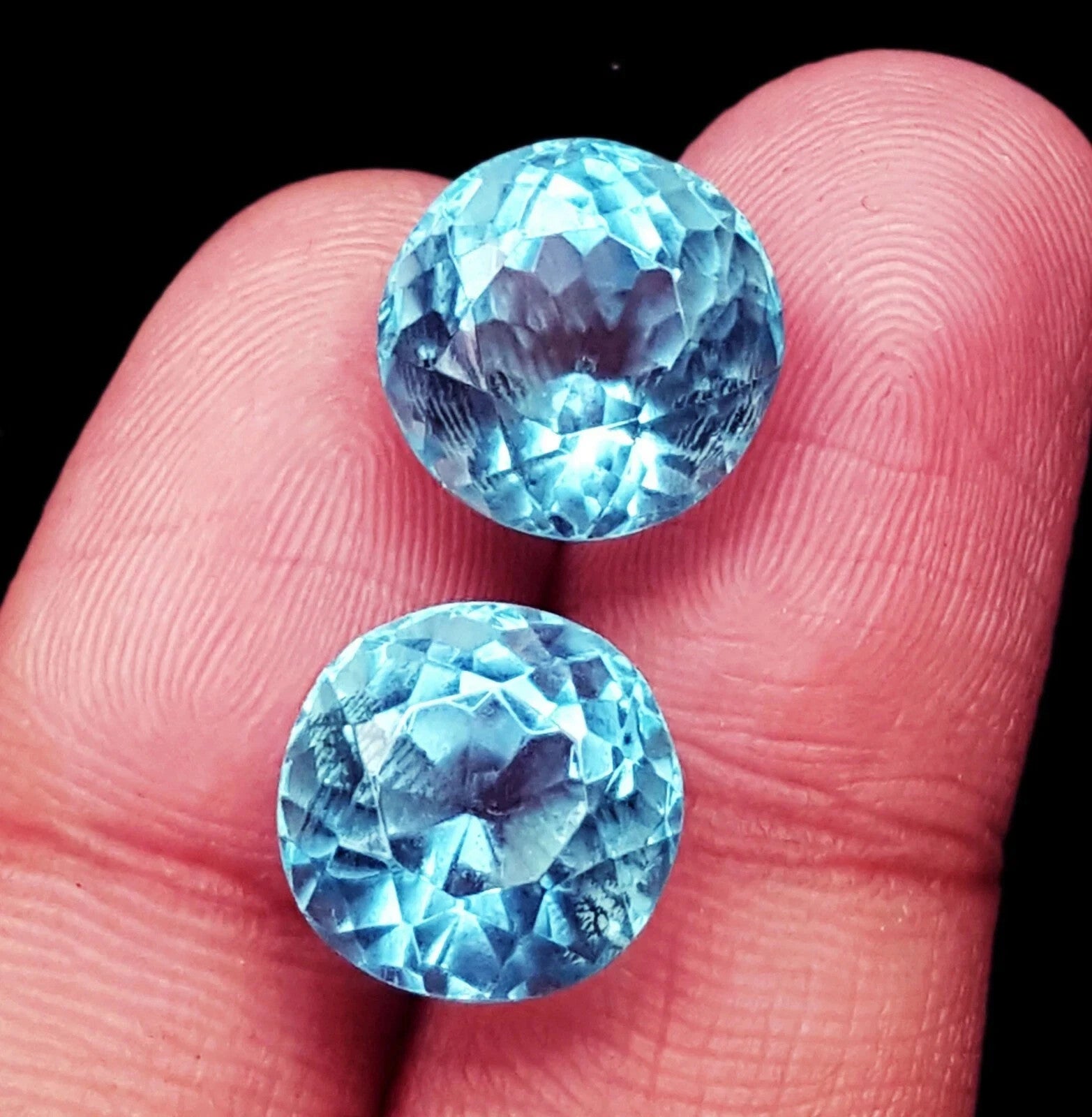 Brazilian Natural 8 Ct Blue Aquamarine Round Loose Gemstone Certified Lot/ 2 Pcs