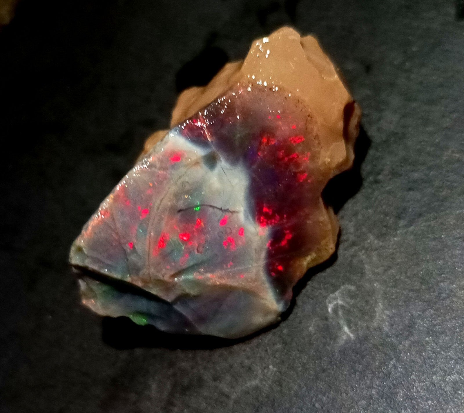 A++Play of Color 61.25 Ct Natural Ethiopian Black Opal Welo Rough LOOSE GEMSTONE