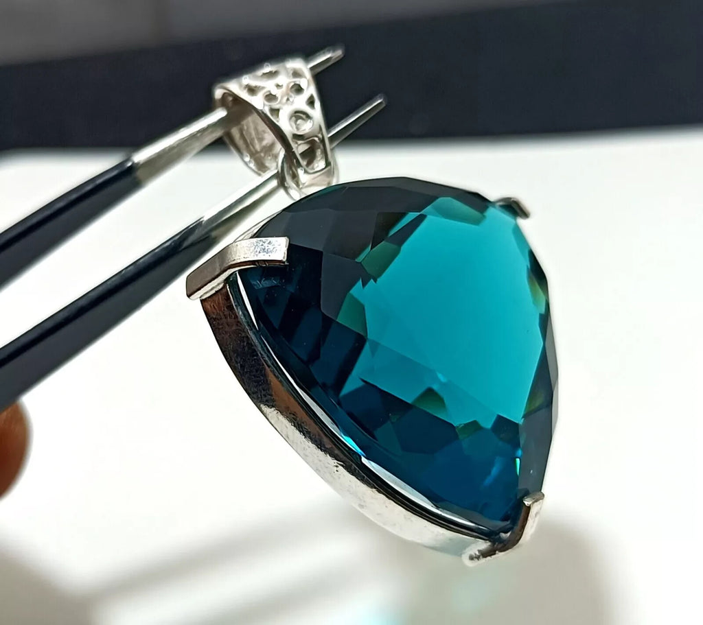 London Blue Topaz Pendant 925 Sterling Silver Pendant Gemstone Jewelry 56.50 Ct