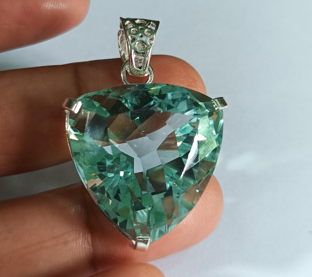 67.90Ct Certified Natural Topaz 925 Solid Silver Trillion Pendant Loose Gemstone