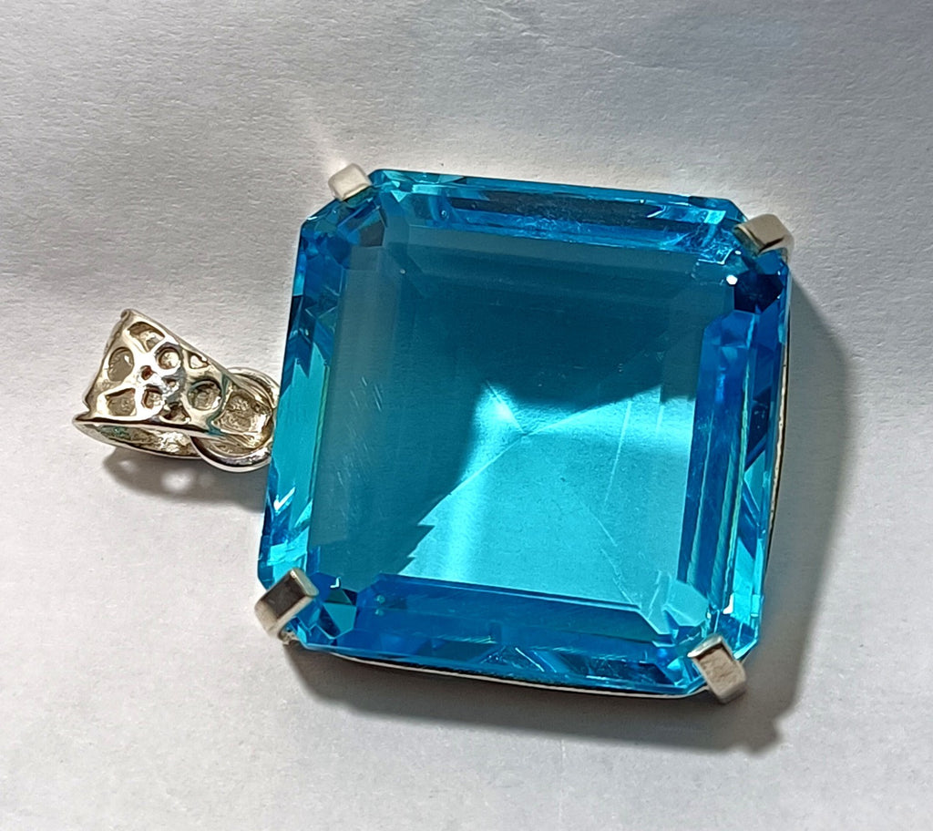 96.75 Ct Certified Natural Topaz 925 Solid Silver Asscher Pendant Loose Gemstone