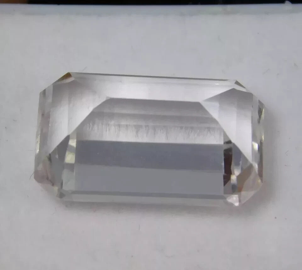 Certified 15.90 Ct Natural Ceylon White Sapphire Emerald Cut Loose Gemstone