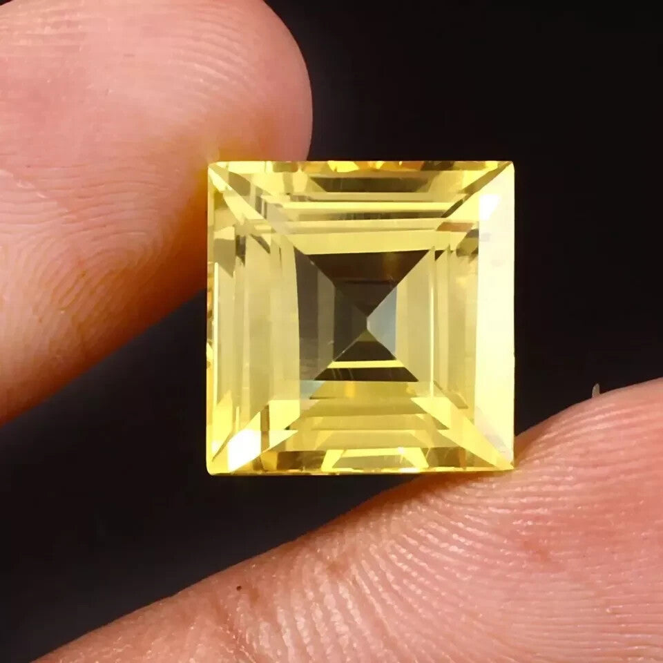 AAA Natural Flawless Ceylon Yellow Sapphire Square Loose Gemstone Cut 12x12 MM