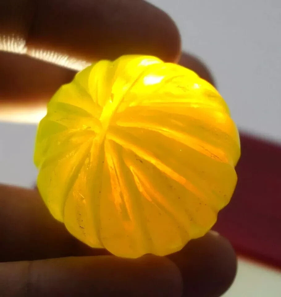Natural 240.20 Ct Opal Welo Yellow Color Australian Untreated Melon Cut Gemstone