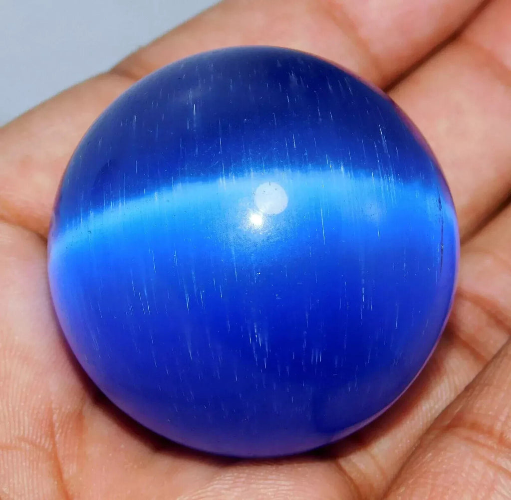 Chrysoberyl 435 Ct Natural BLUE Cats Eye Ball Cut Loose Certified Gemstone