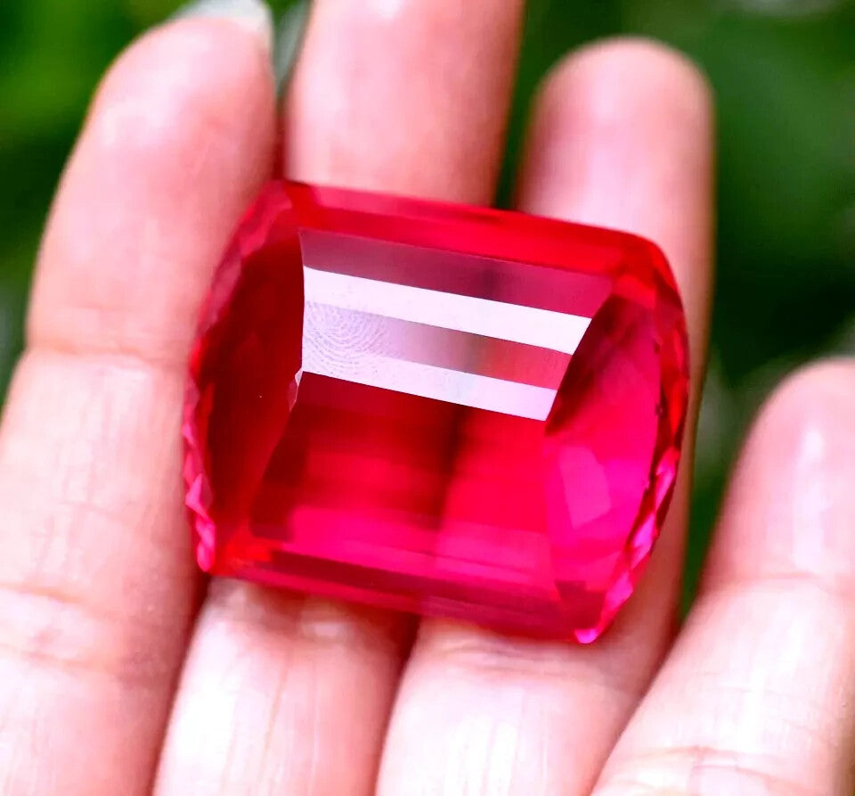 107.85 Ct Natural Red Ruby Mogok Fancy Cut Certified Unheated Loose Gemstone