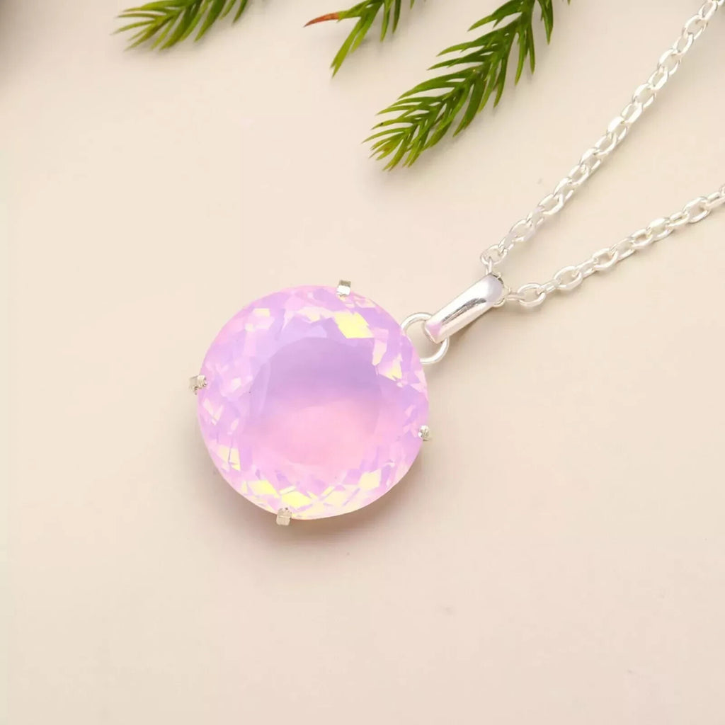 Certified 70.90 Ct Natural Opal Round Cut 925 Solid Silver Pendant Gemstone