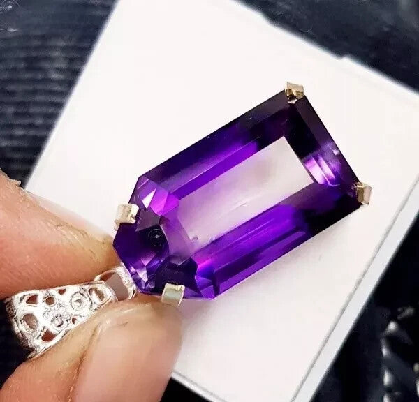 40 Ct Natural Purple Amethyst 925 Sterling Silver Solitaire Pendant Gemstone