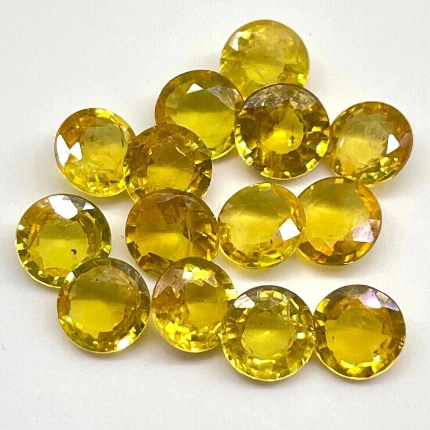 Natural Yellow Color Sapphire 6 mm Round Cut Lot 20 Pcs Certified Loose Gemstone