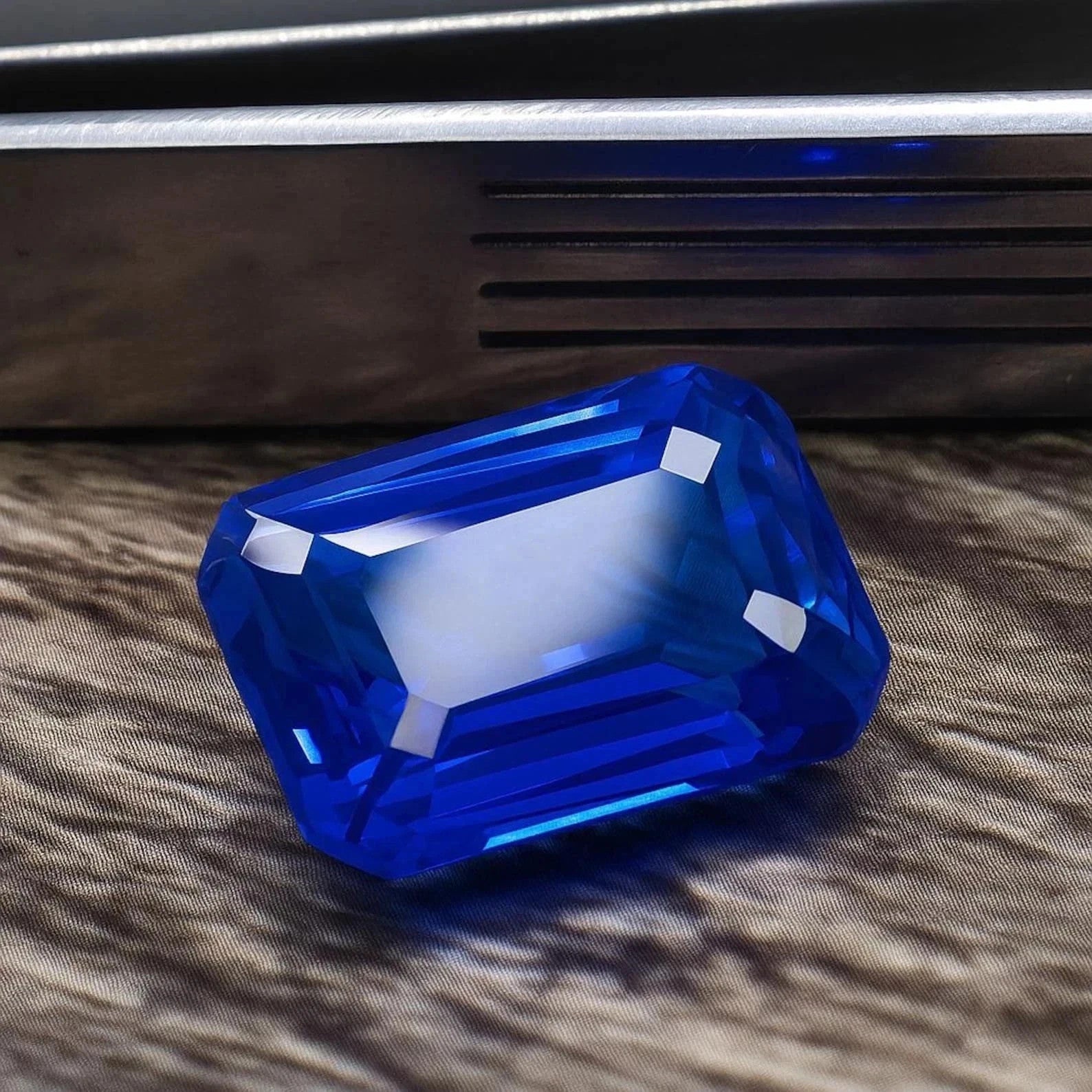 Natural 10 Ct+Ceylon Blue Sapphire Unheated Emerald Cut Certified Loose Gemstone