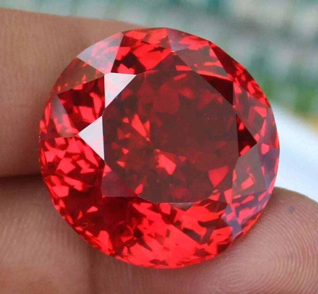 EGL Certified 85 Ct Natural Round Cut Cambodian Red Color Zircon Loose Gemstone