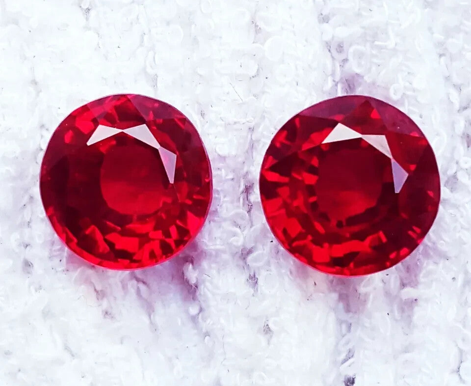 18 Ct Natural Bloody Red Ruby Round Cut Certified Loose Gemstone Pair H04
