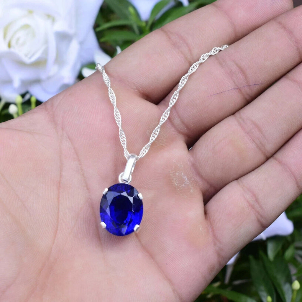 Certified 23.75 CT Natural Blue Sapphire Loose Gemstone Pendant In 925 Silver