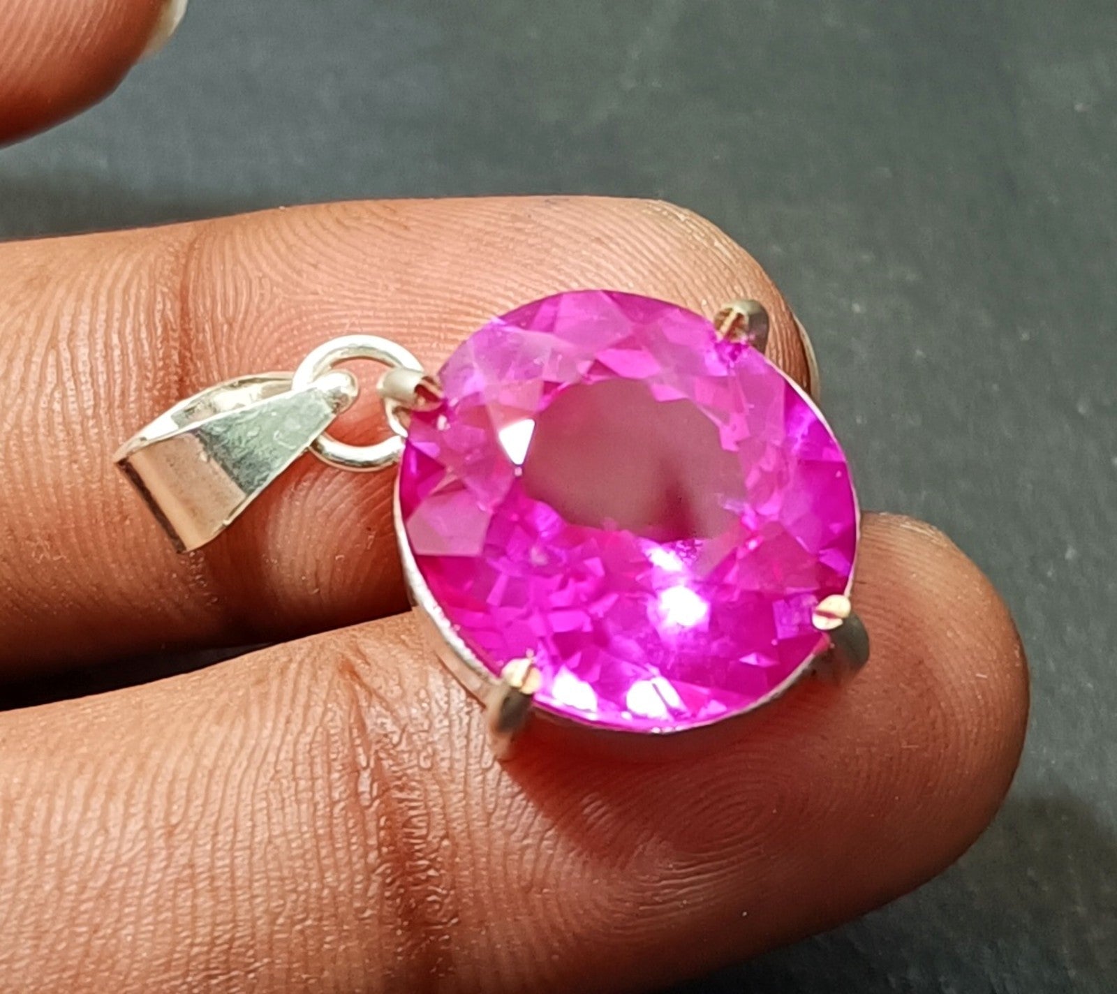 EGL Certified 31.95 Ct Natural Pink RUBY 925 Solid Silver Pendant Loose Gemstone