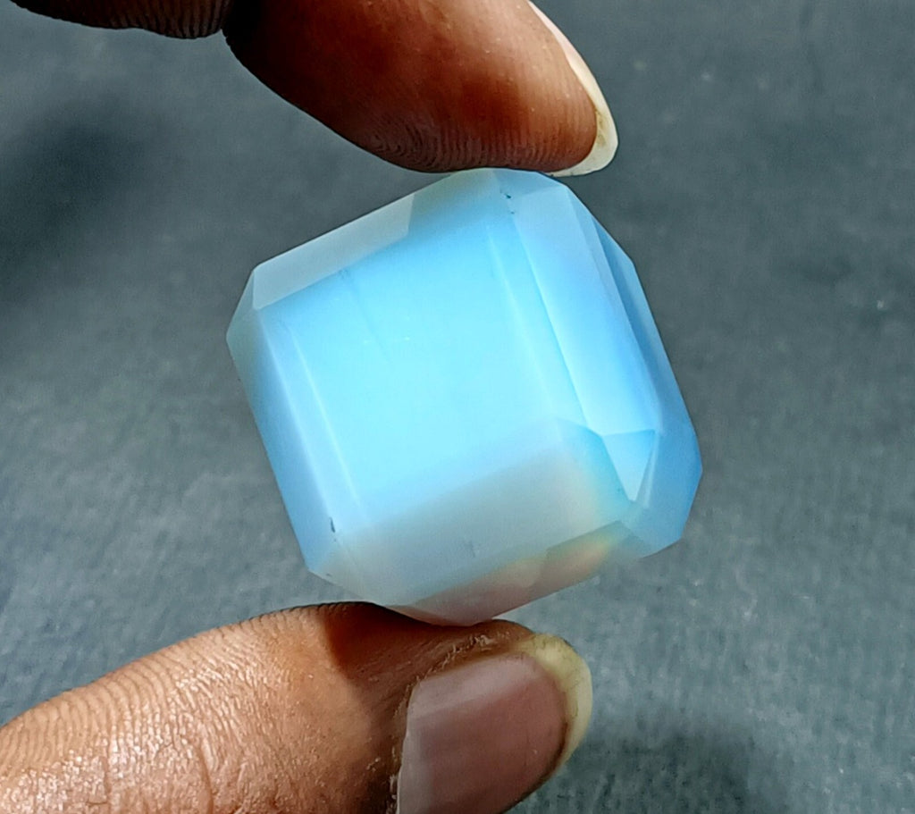 137.95 Ct Natural Blue Fire Opal Cube Cut Welo Australian EGL Certified Gemstone