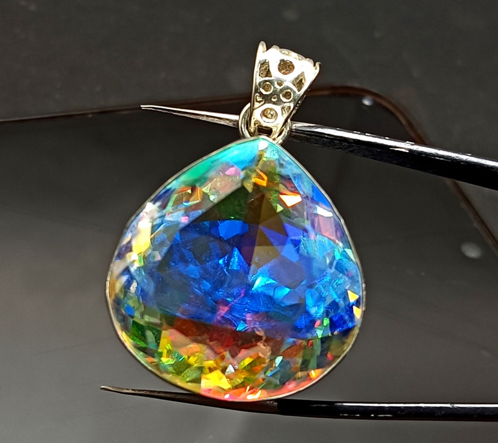 82.50 Ct EGL Certified Natural Mystic 925 Solid Silver Pendant Loose Gemstone