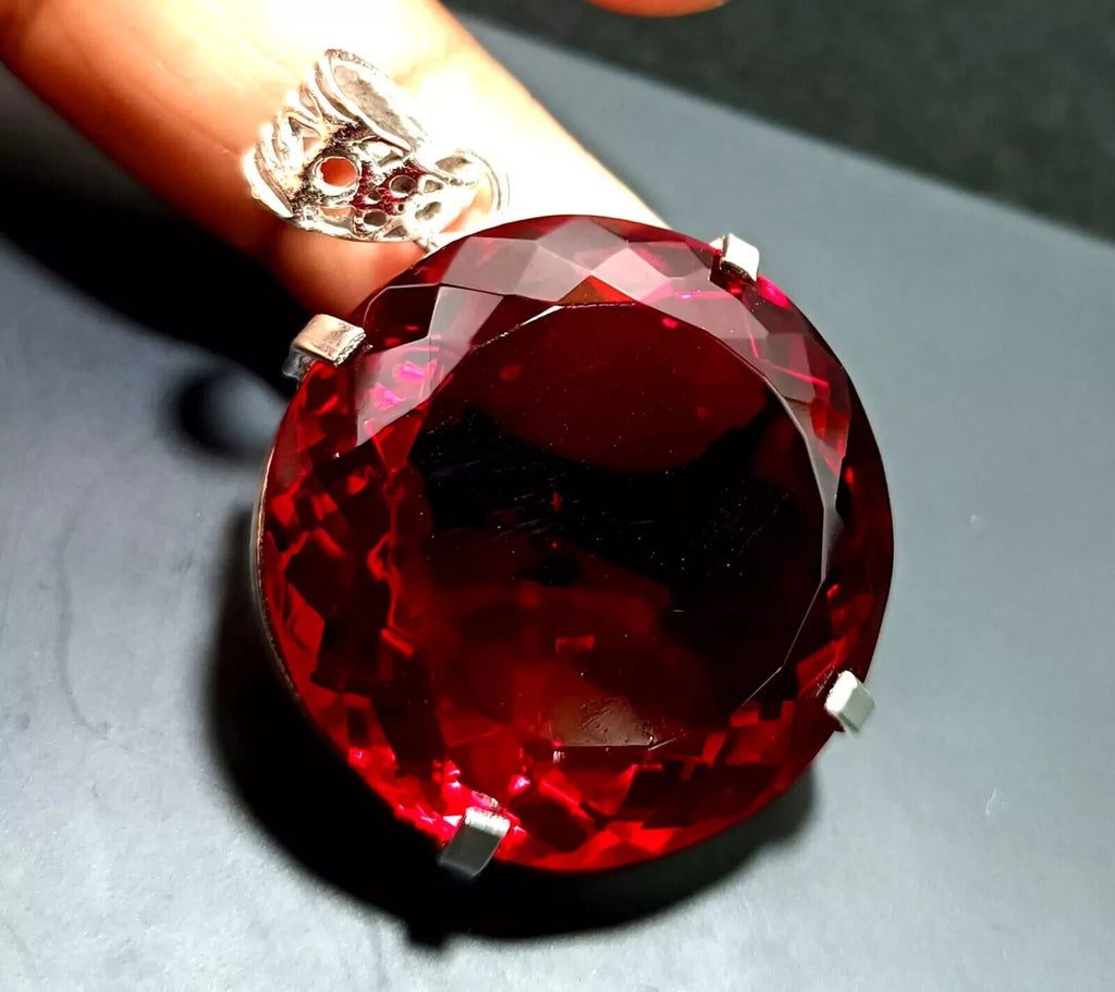 Certified Natural 100 Ct Brazilian Red Round Topaz Pendant Loose Gemstone