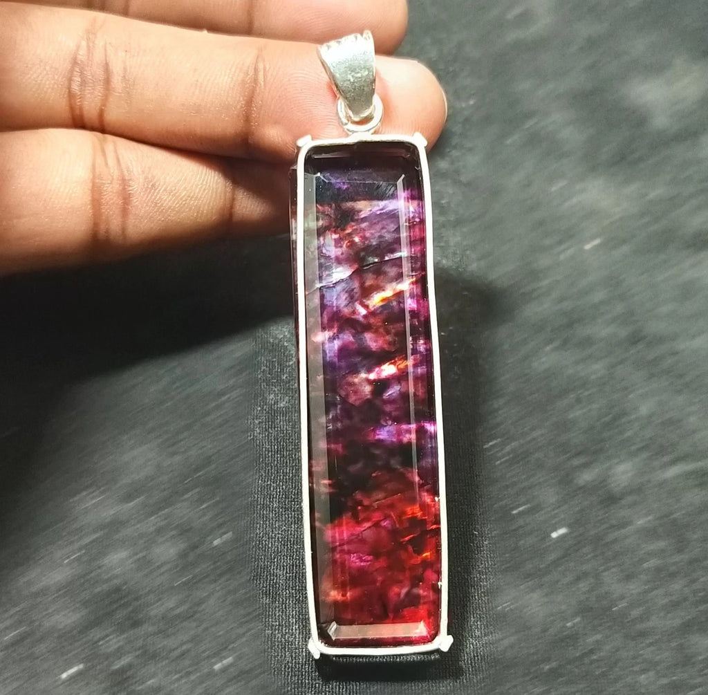 112.95 Ct Natural Ammolite Opal Doublet Pendant Multi-Color Rare Loose GEMSTONE