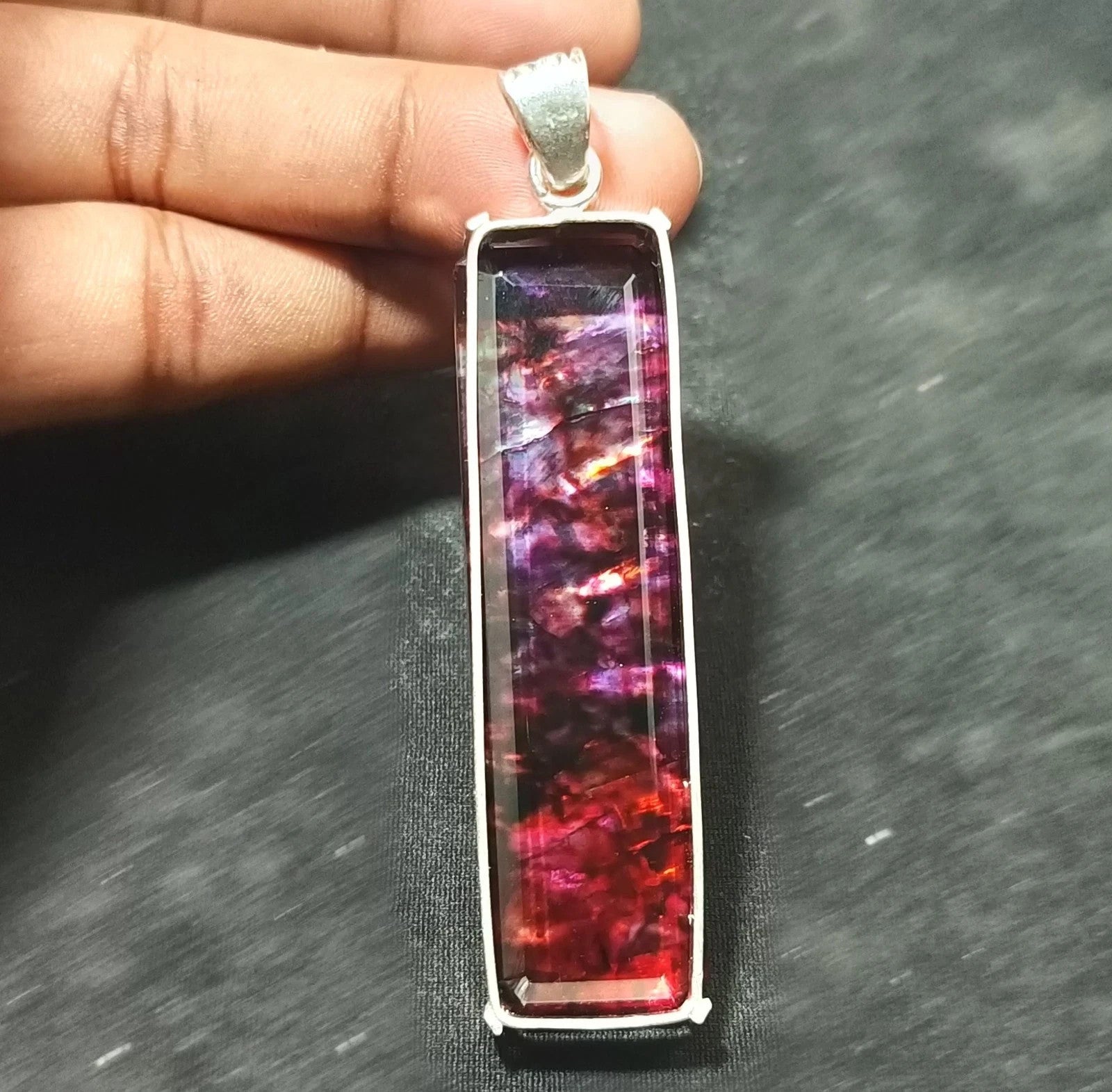 112.95 Ct Natural Ammolite Opal Doublet Pendant Multi-Color Rare Loose GEMSTONE