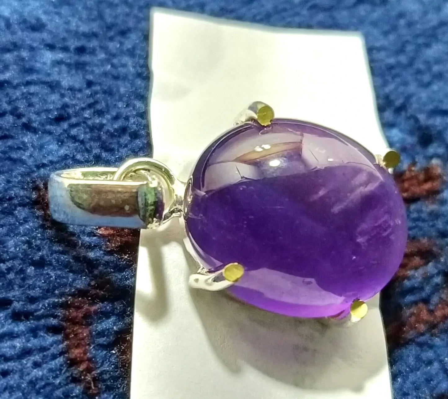 Oval Cabochon Natural Purple Amethyst 29.70 Ct Sterling Silver Flawless Pendant