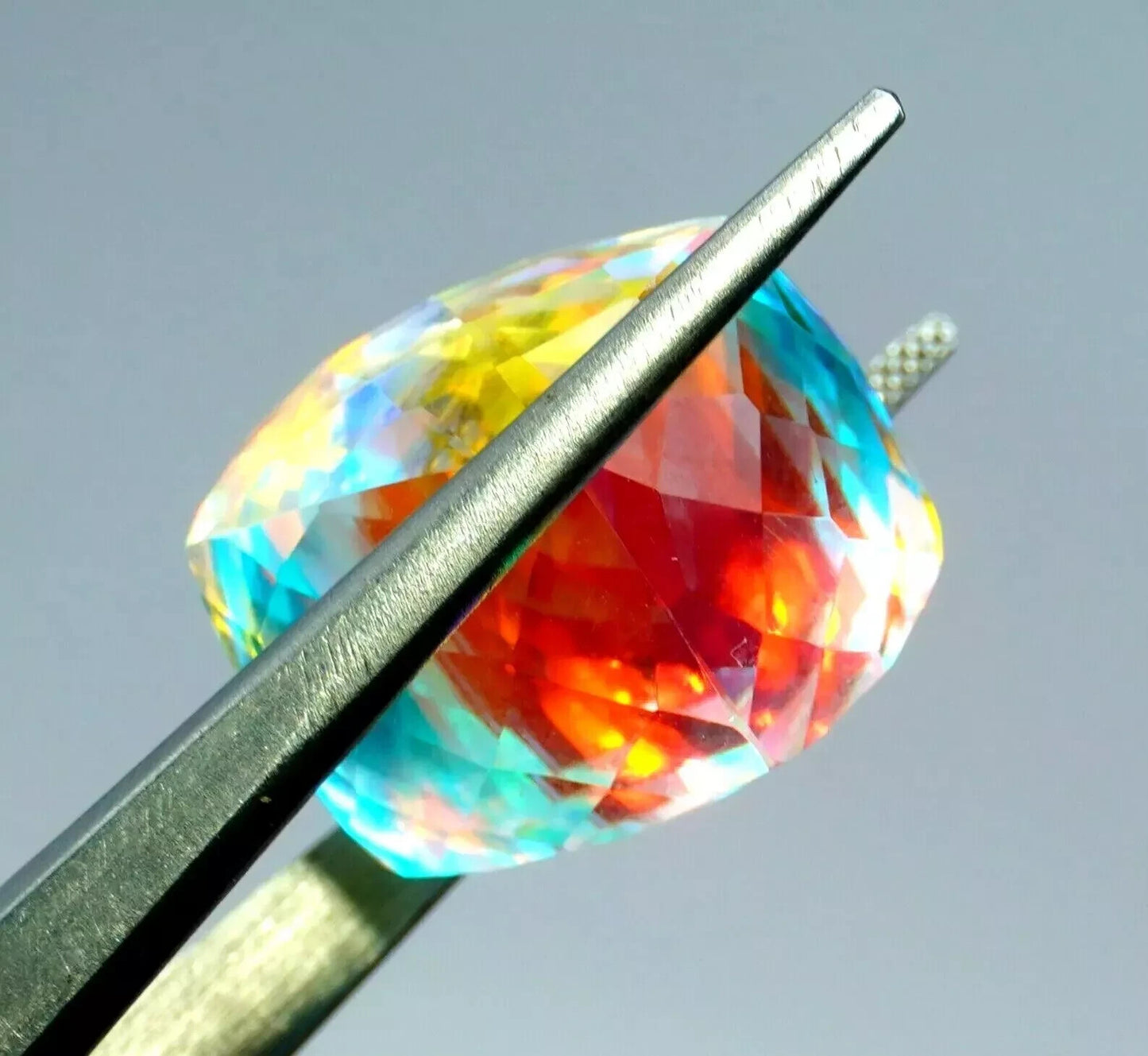 Natural Rainbow Brazilian Mystic Quartz 43.5 Ct Cube CUT FLAWLESS GEMSTONE