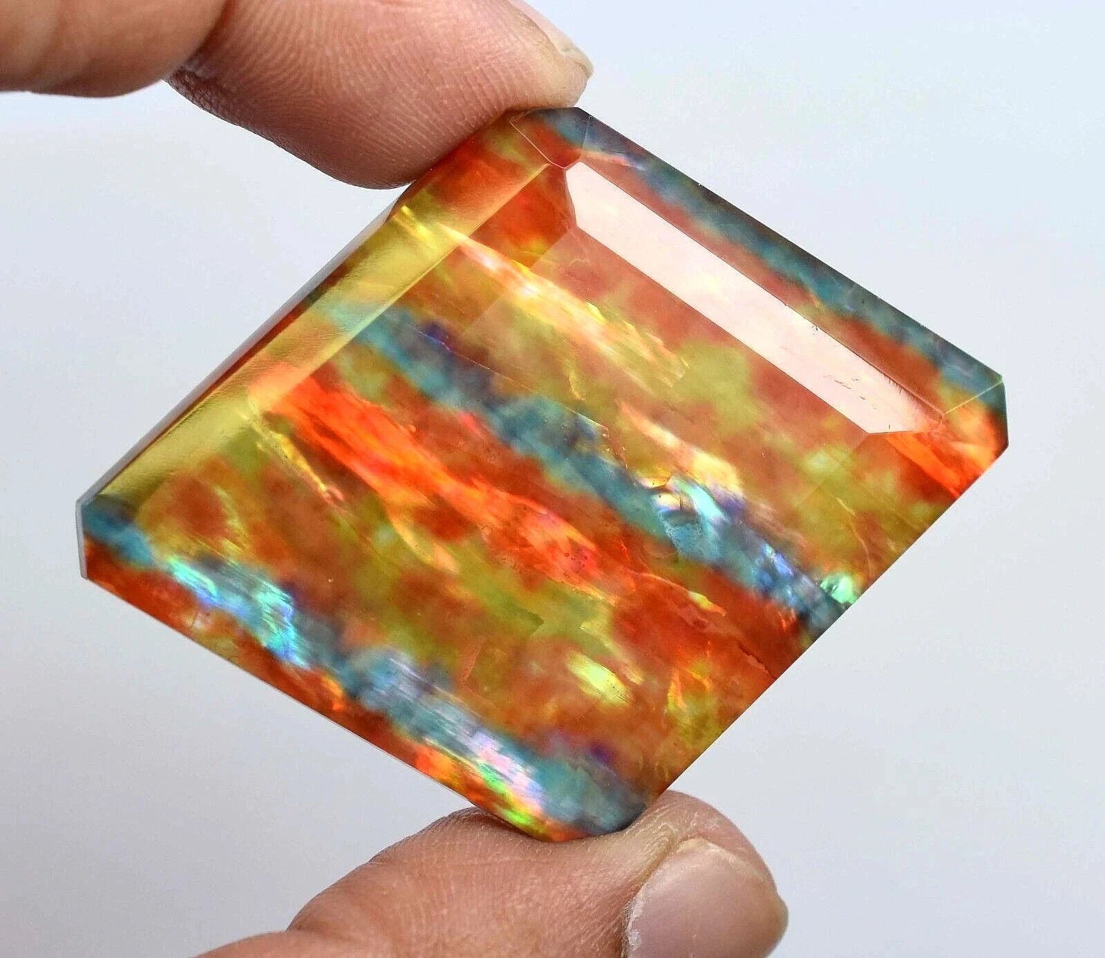 85.10 Ct Natural Ammolite Opal-Like Organic Fancy Doublet Loose Treated GEMSTONE