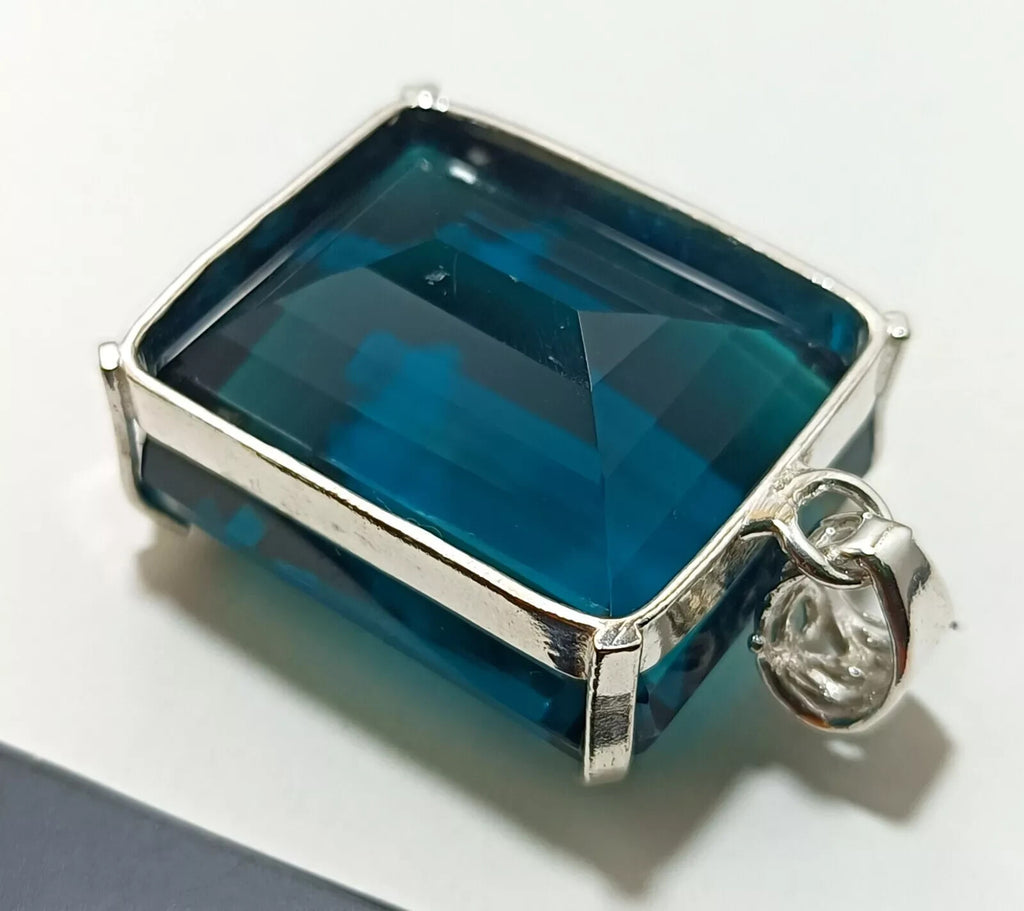London Blue Topaz Pendant 925 Sterling Silver Pendant Gemstone Jewelry 138.20 Ct
