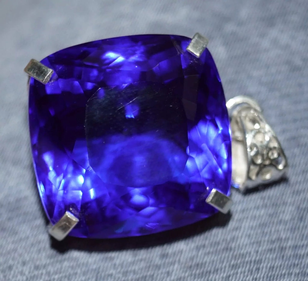 97.35 Ct Natural Topaz 925 Solid Silver Pendant Certified Cushion Loose Gemstone