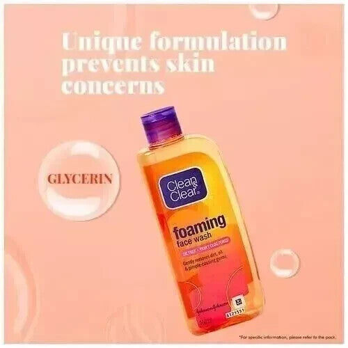 Clean & Clear Foaming Face Wash used for oily and pimple prone skin of 3 x 50ml